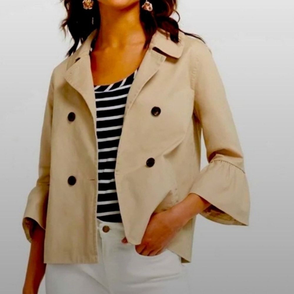 Draper James sz 8 magnolia lined khaki flare bell sleeve utility jacket